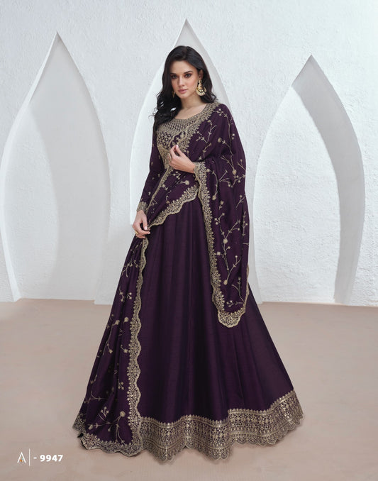 9947 Saroj Aashirwad Creation Gown Dupatta Set