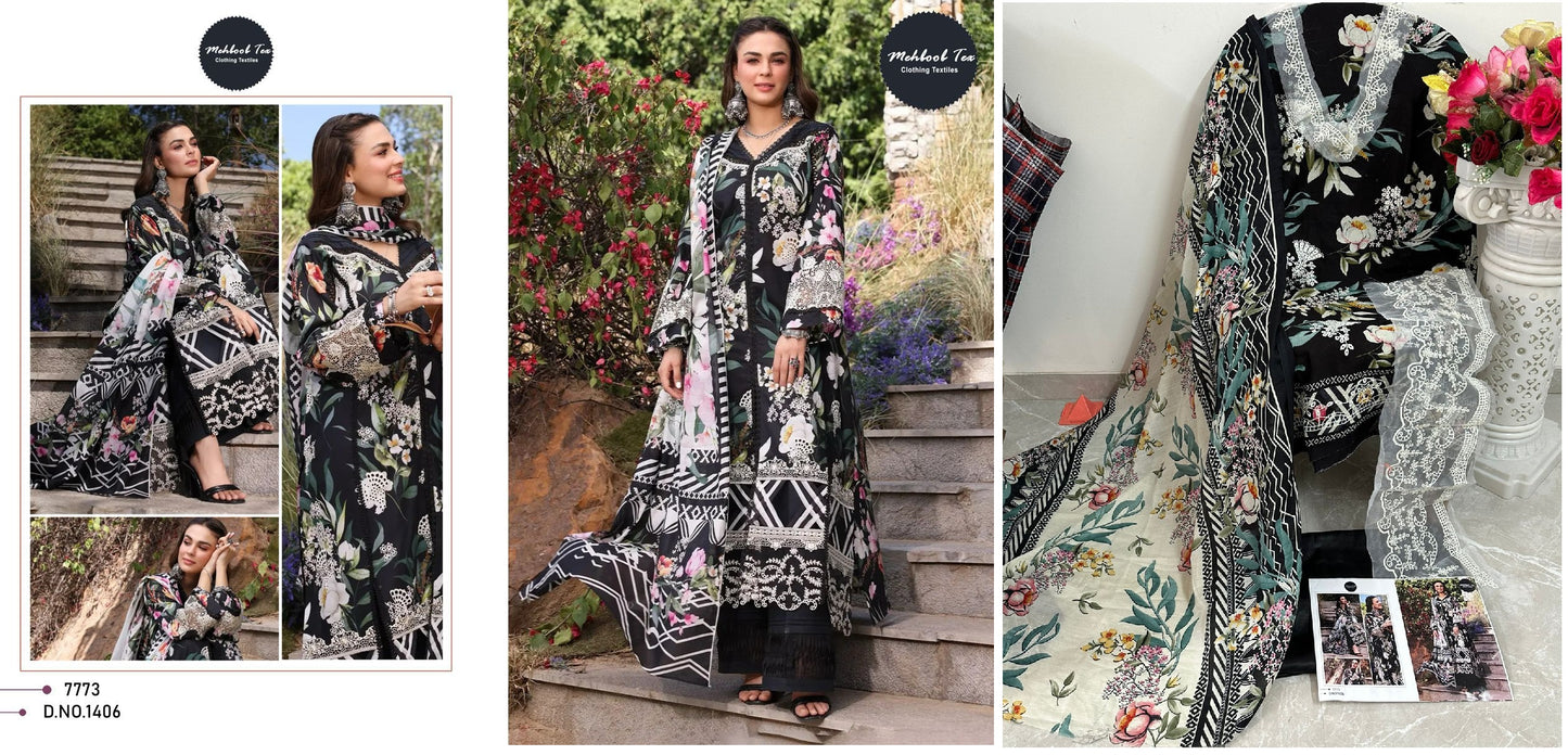 1406 Elaf Chikankari Vol 2 Mehboob Tex Pakistani Salwar Suits