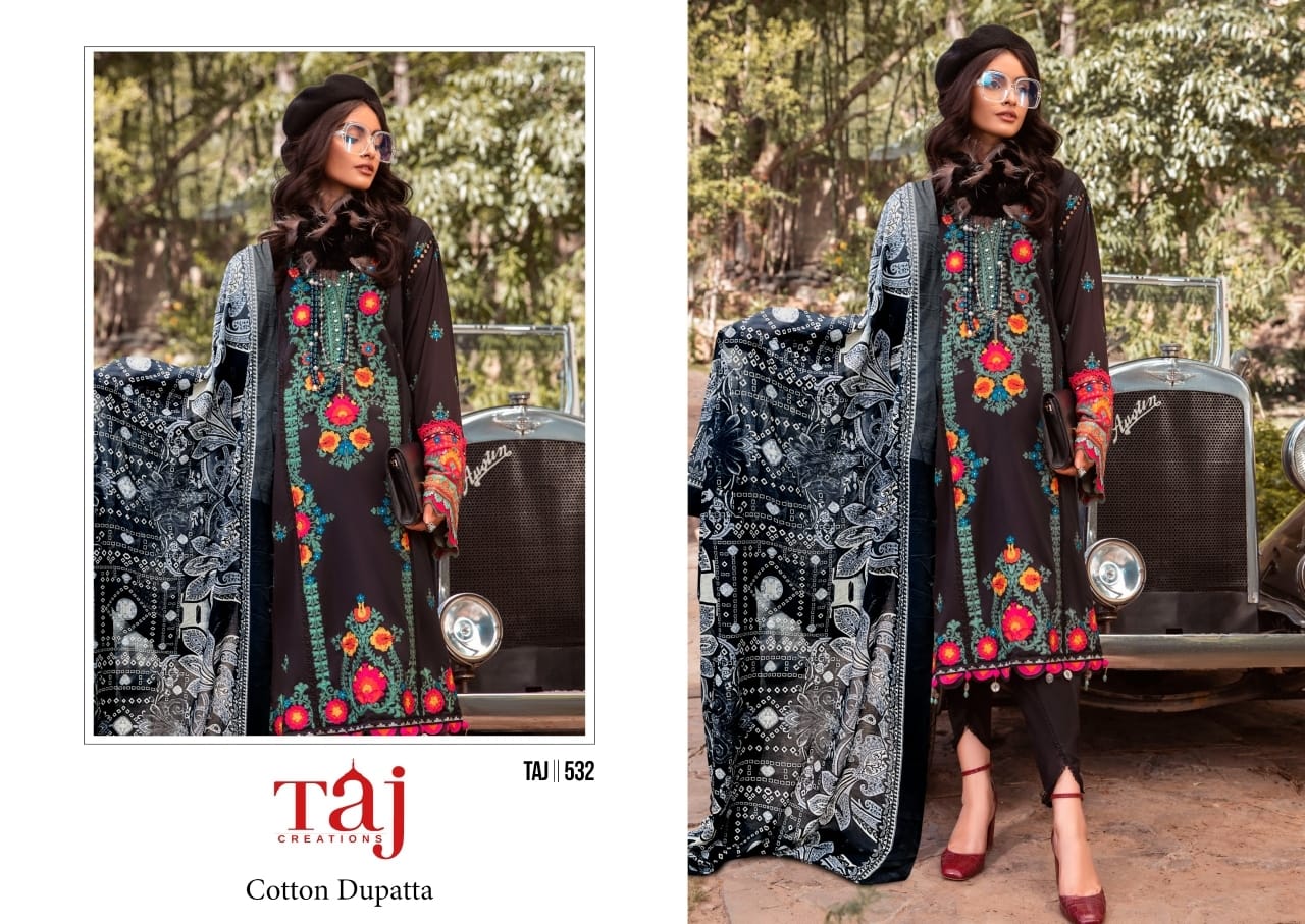 532 Taj Creations Pure Cotton Pakistani Patch Suits