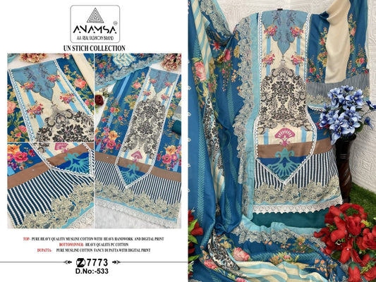 533 Anamsa Muslin Pakistani Salwar Suits