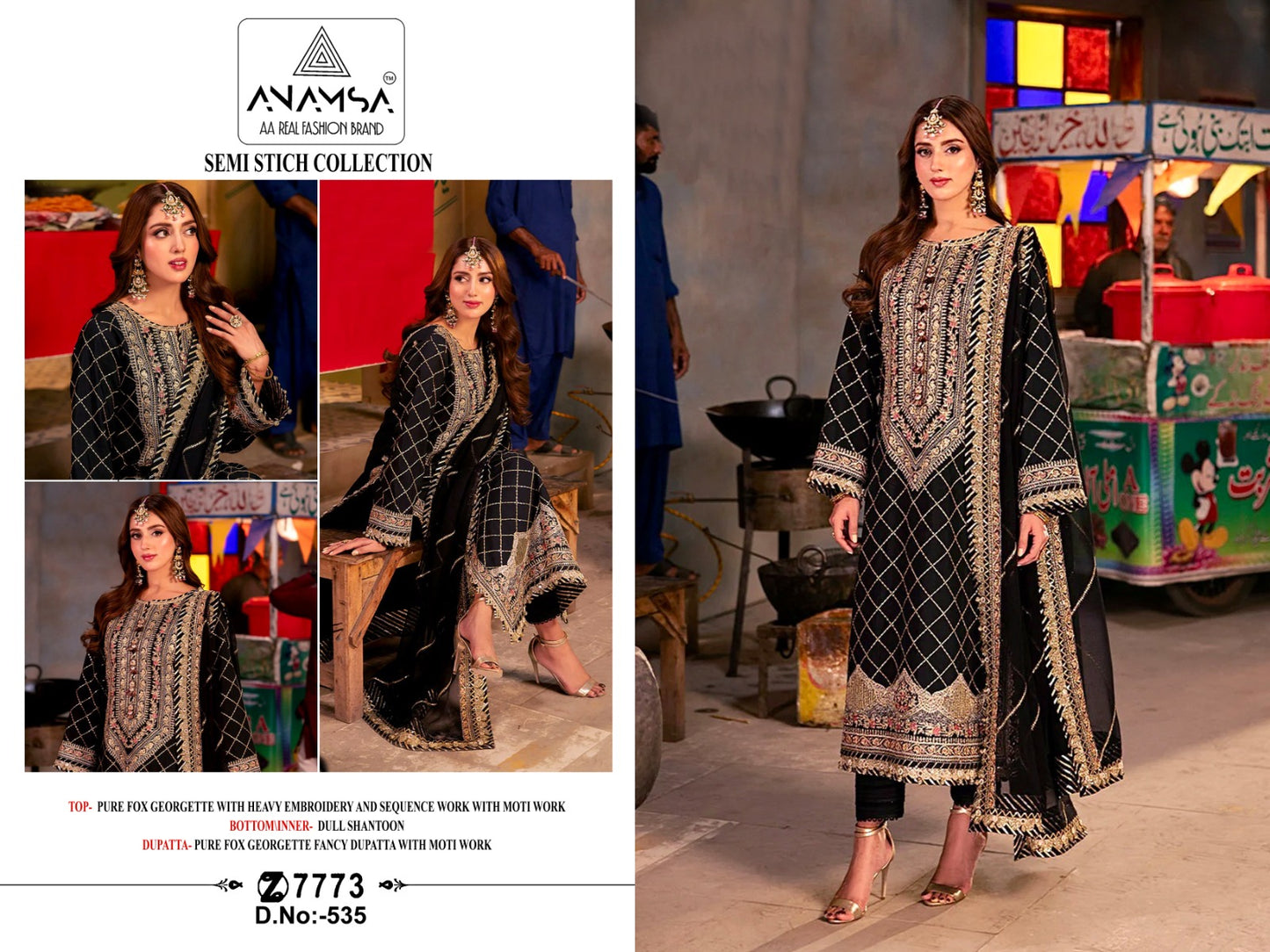 535 Anamsa Moti Work Pakistani Salwar Suits