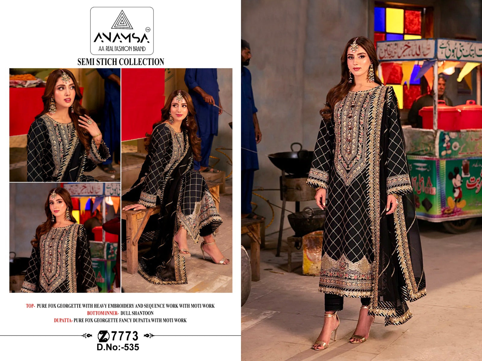 535 Anamsa Moti Work Pakistani Salwar Suits