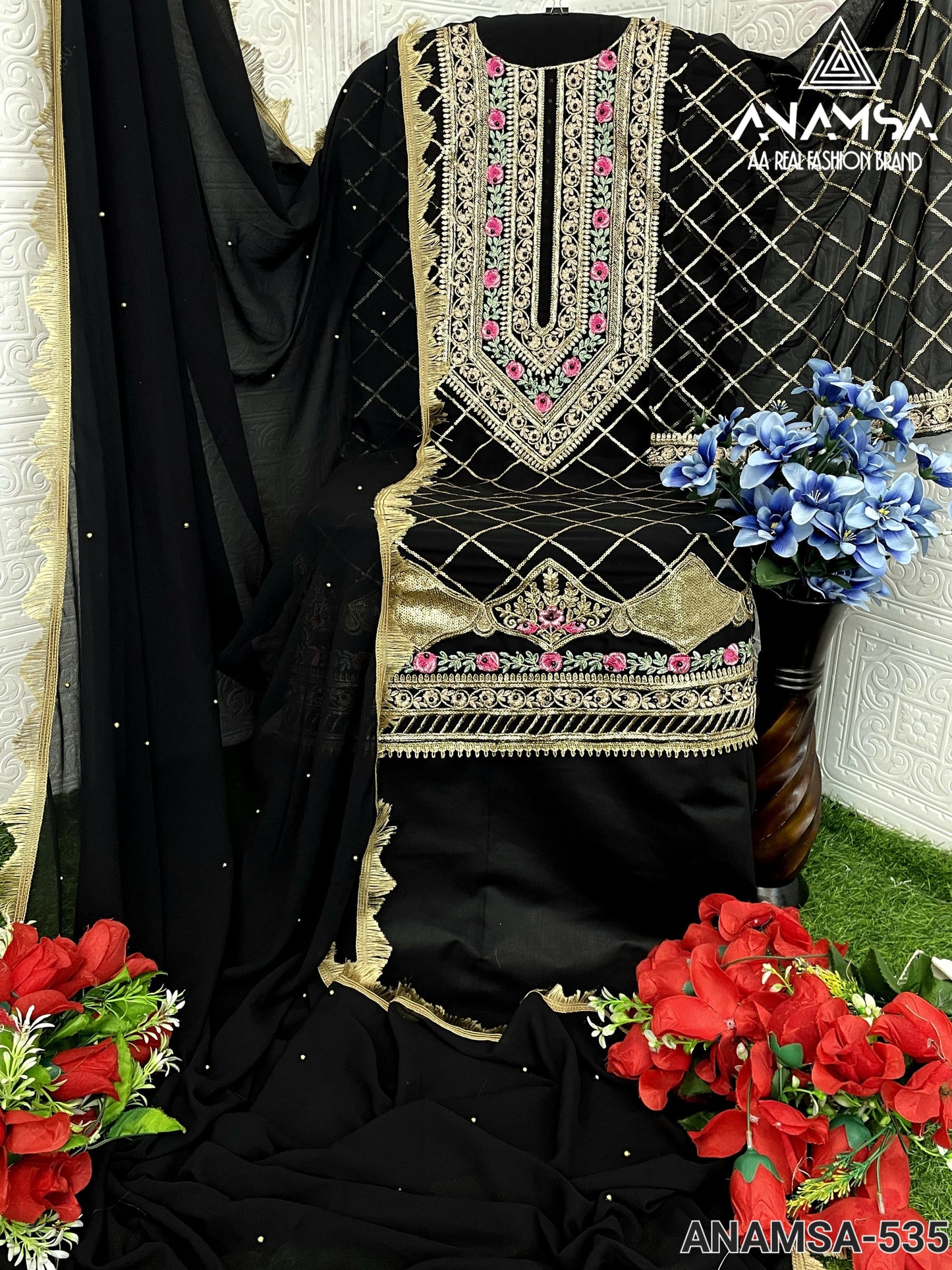 535 Anamsa Moti Work Pakistani Salwar Suits