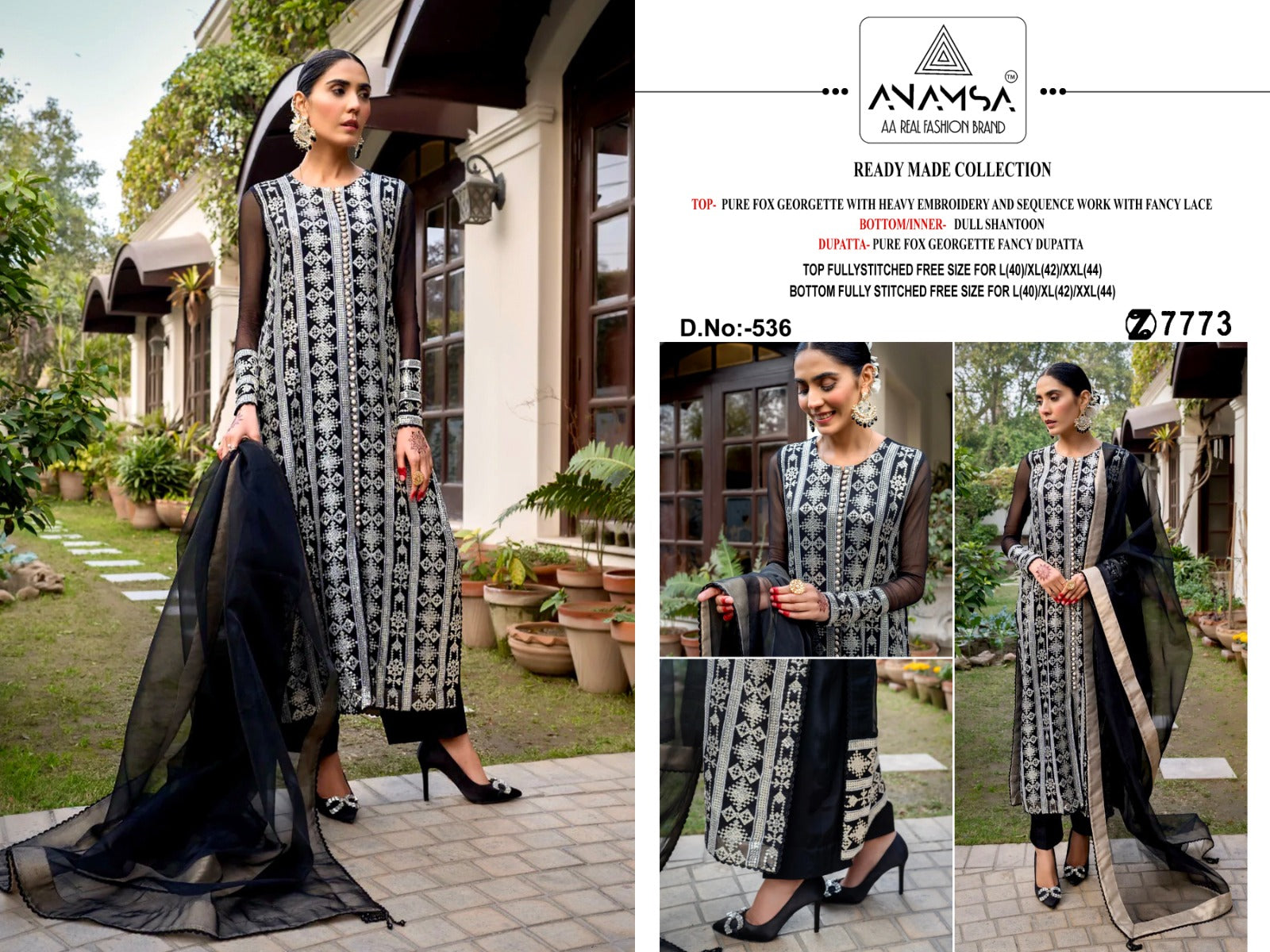 536 Anamsa Embroidered Pakistani Readymade Suits