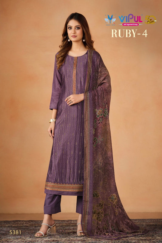 5381 Ruby Vol 4 Vipul Unstitched Suits