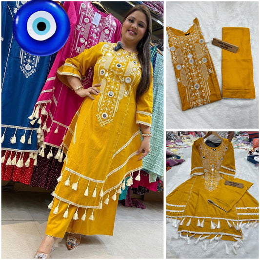 Google Yellow Aarohi Kurti Pant Set