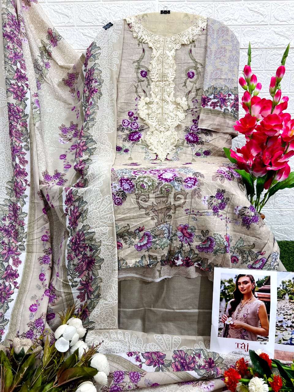 550 Taj Creations Cotton Pakistani Salwar Suits