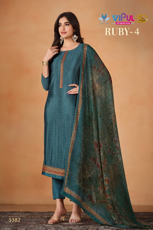 5382 Ruby Vol 4 Vipul Unstitched Suits