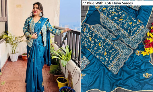 77Blue With Koti Hirva Sarees