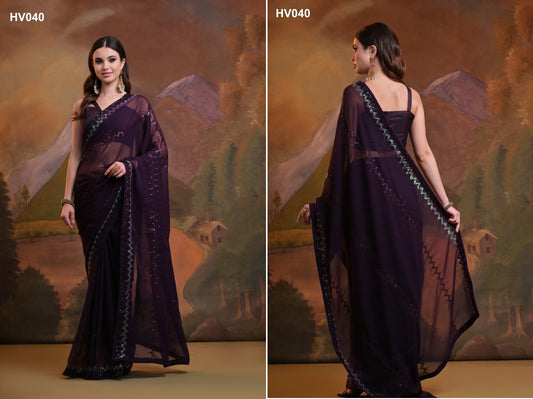 Heart Beat Fashion Berry Sarees
