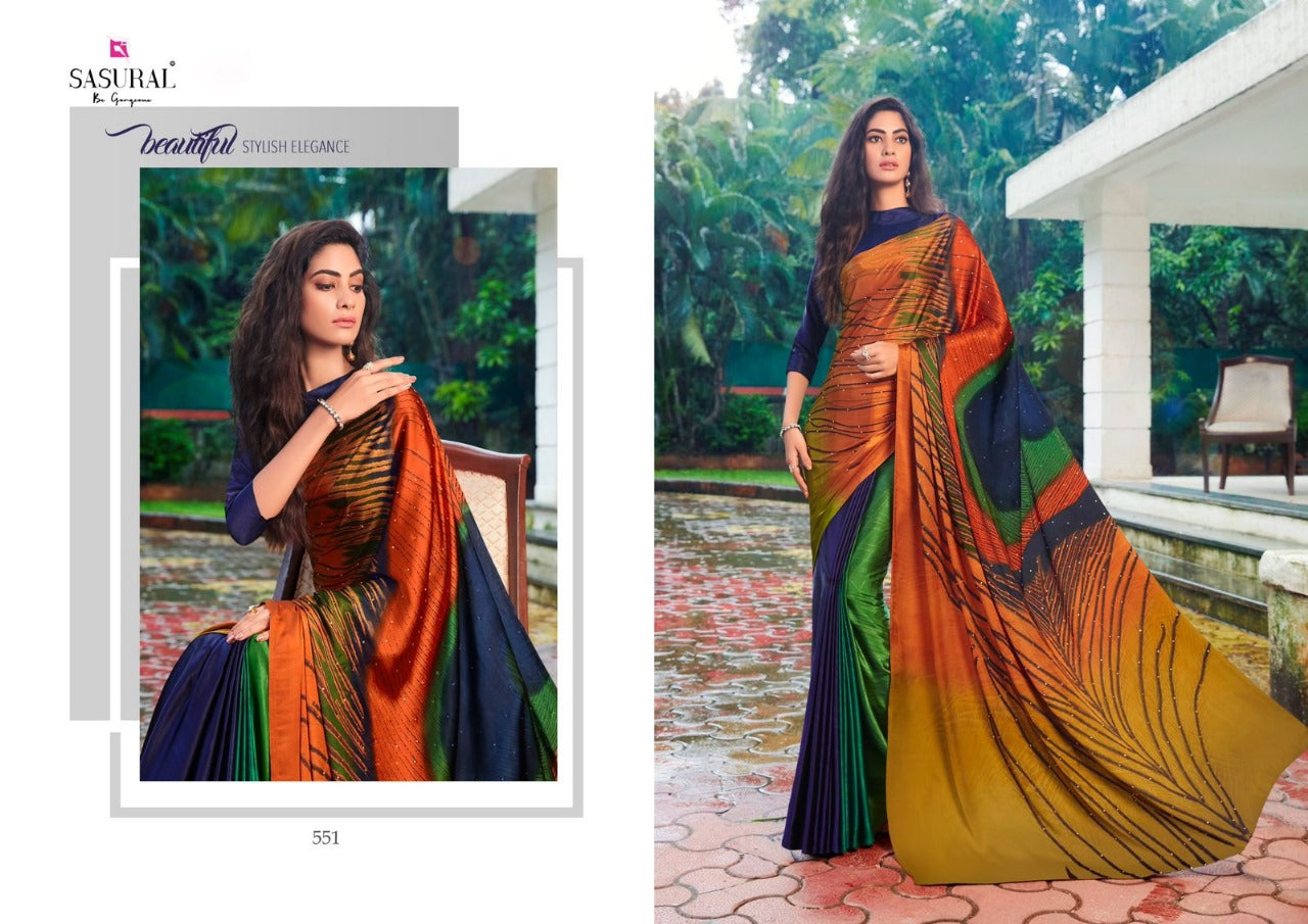 551 Mor Pankh Sasural Satin Sarees
