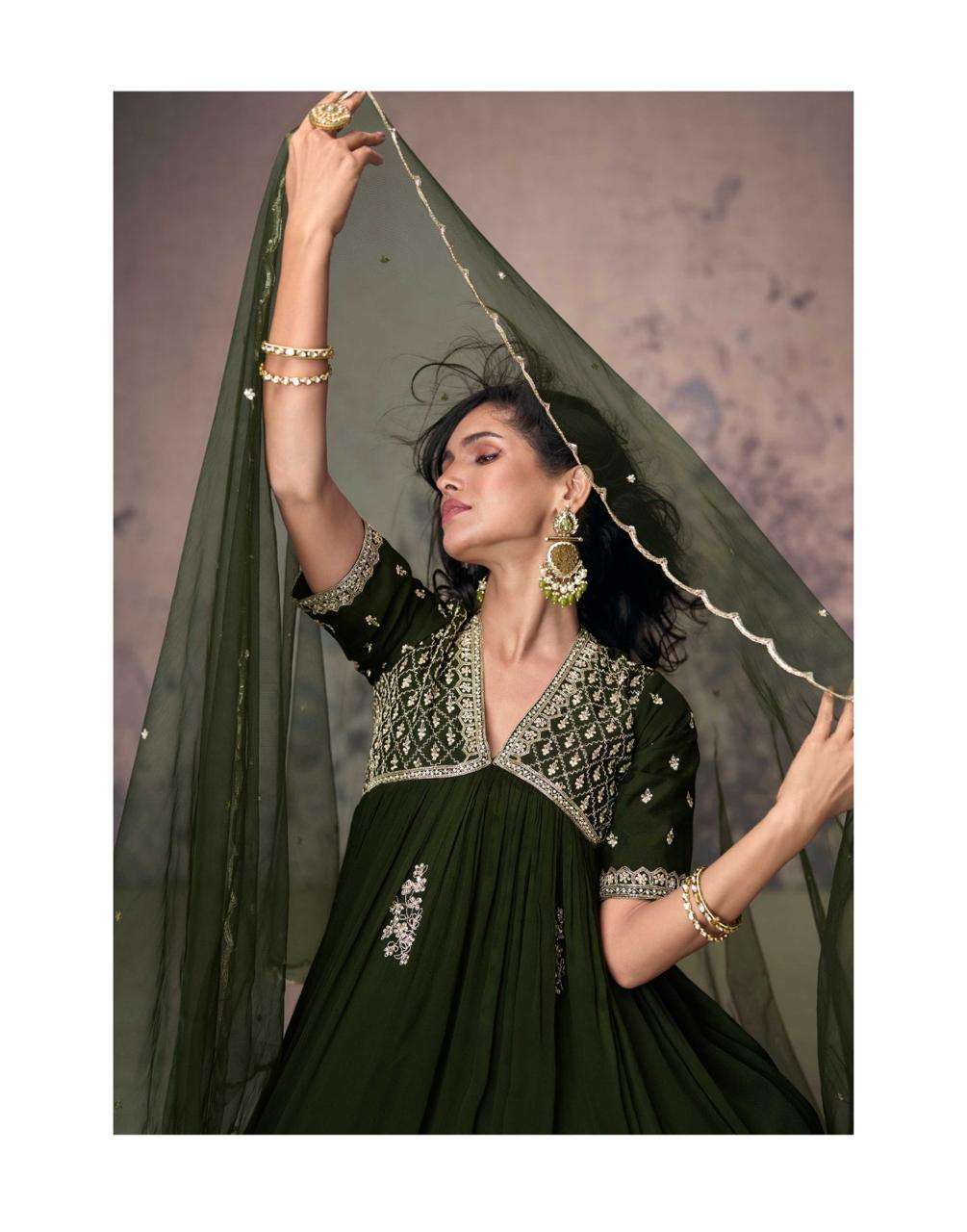 5547 Aroma Sayuri Chinnon Silk Gown Dupatta Set