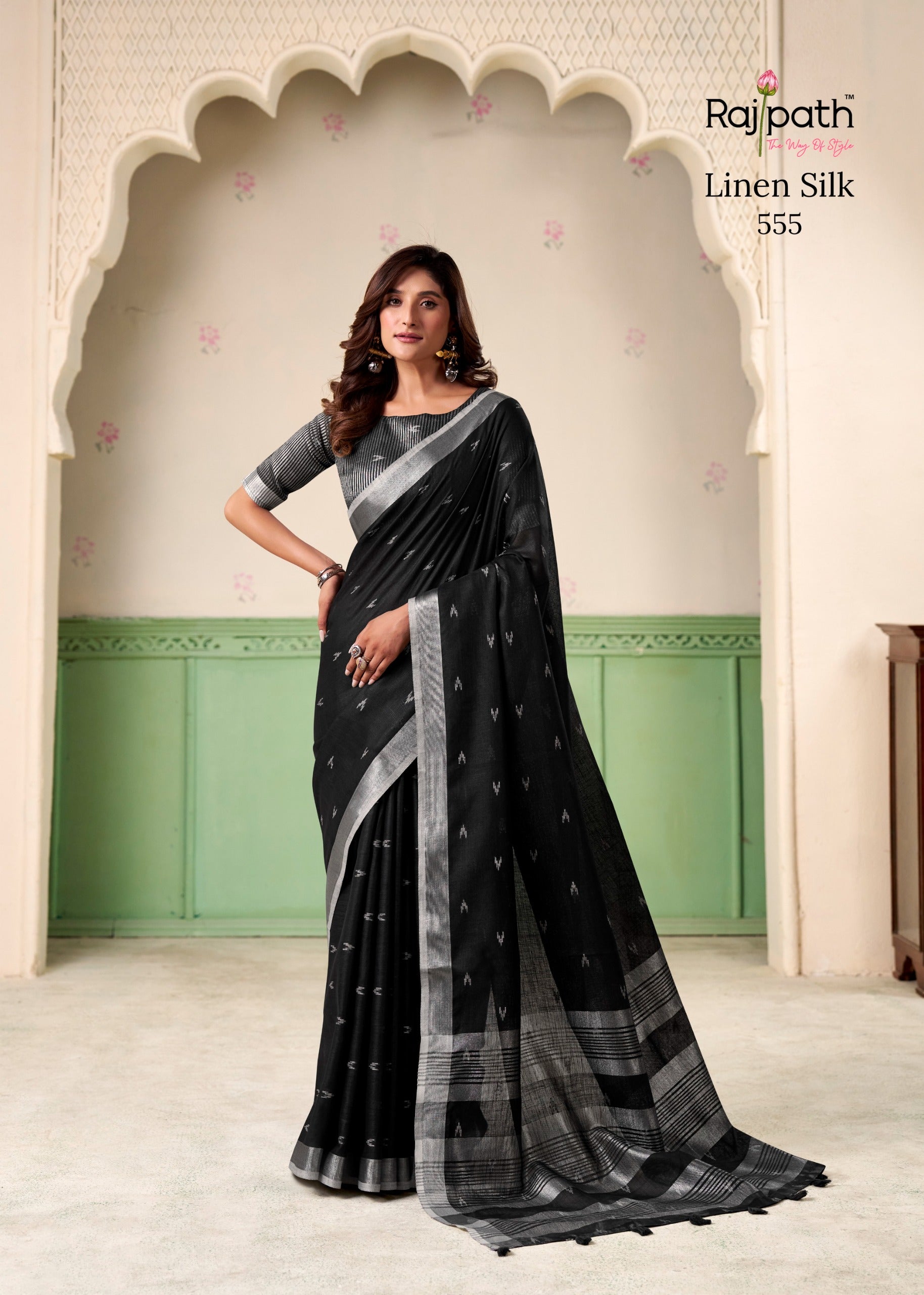 555 Khyati Rajpath Linen Silk Sarees
