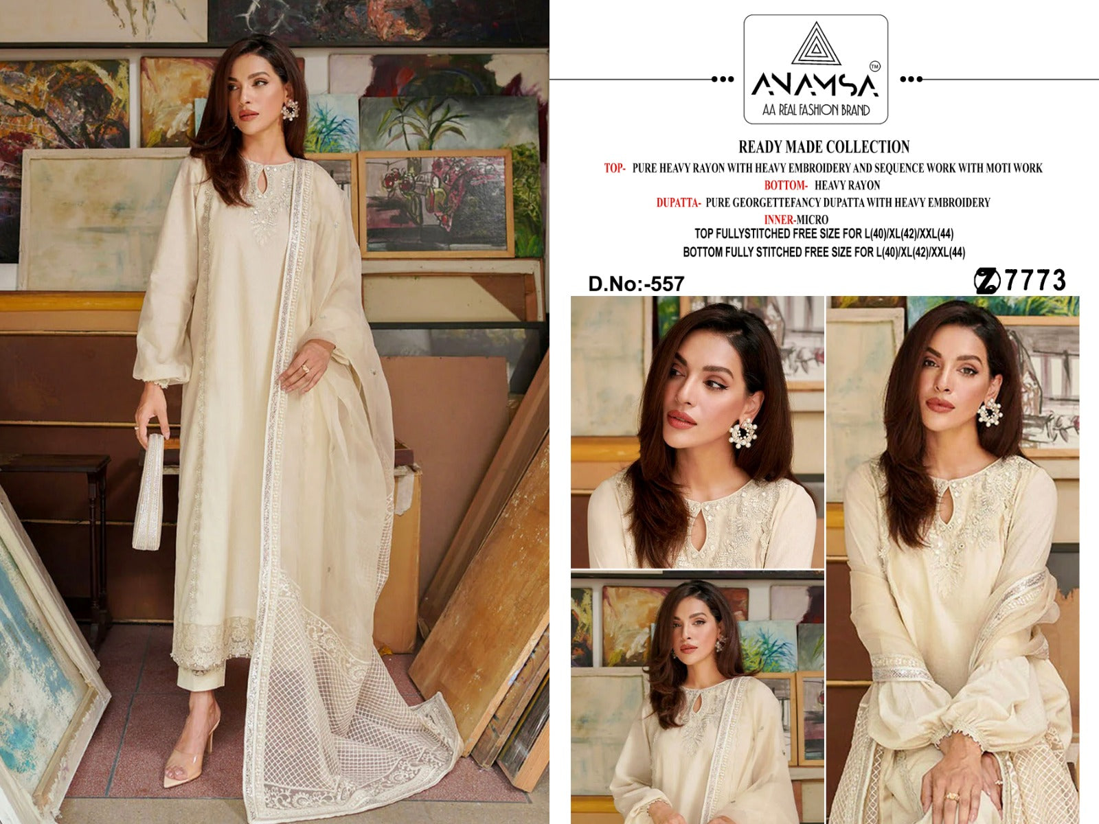 557 Anamsa Sequence Work Pakistani Readymade Suits