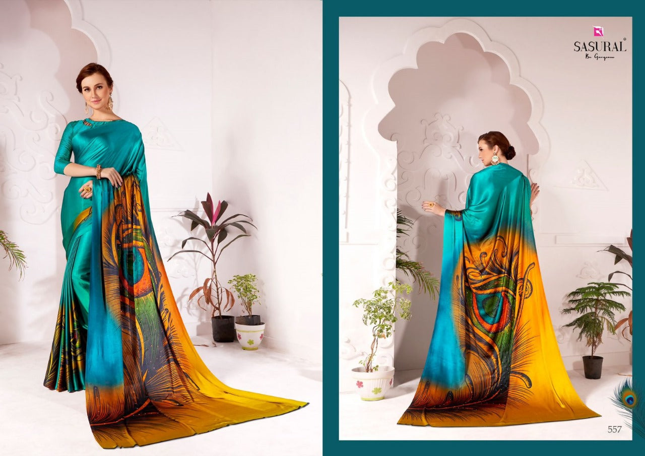 557 Mor Pankh Sasural Satin Sarees
