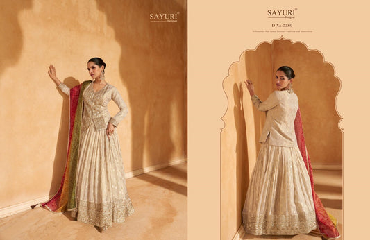 5586 Toran Sayuri Jacquard Indowestern Pair