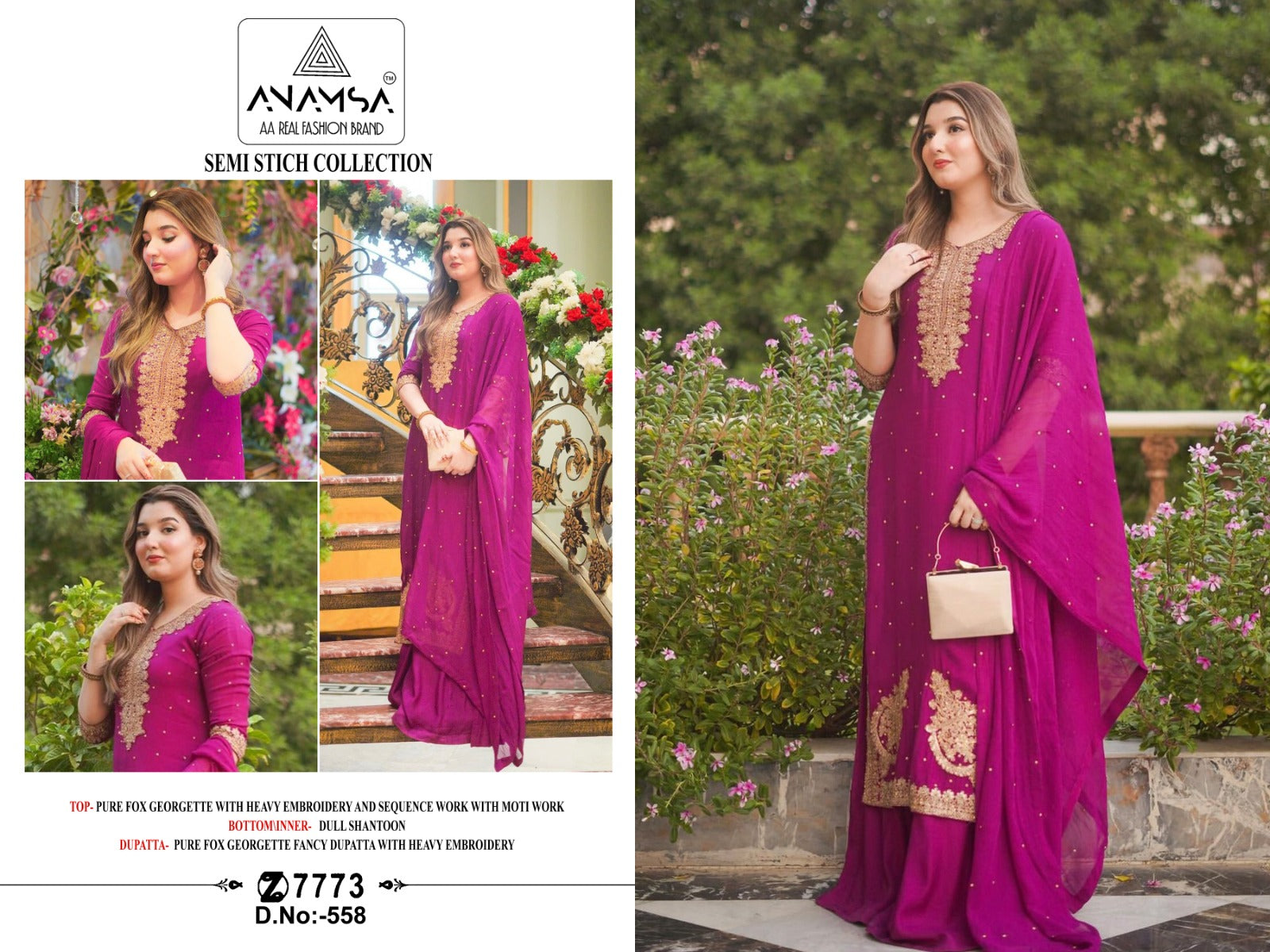 558 Anamsa Moti Work Pakistani Salwar Suits