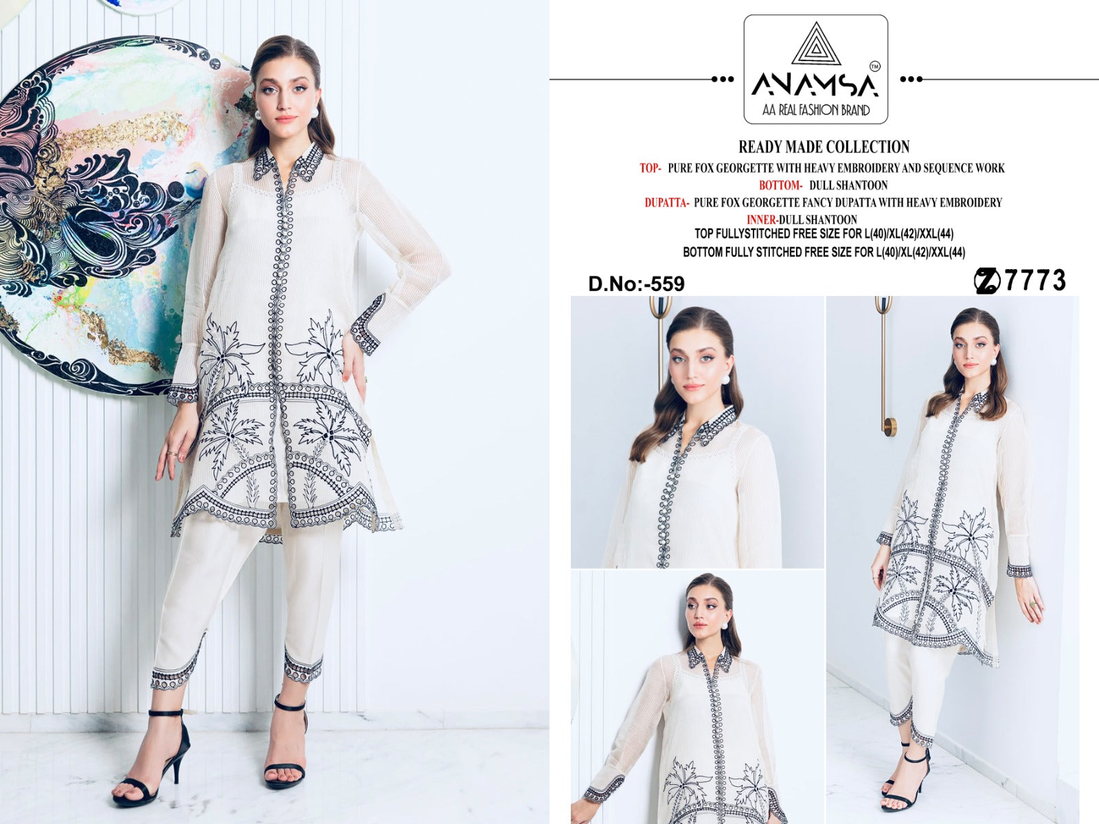 559 Anamsa Sequence Work Pakistani Readymade Suits