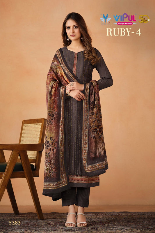 5383 Ruby Vol 4 Vipul Unstitched Suits
