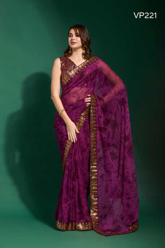 221 Mansuri Prizam Fashion Berry Sarees