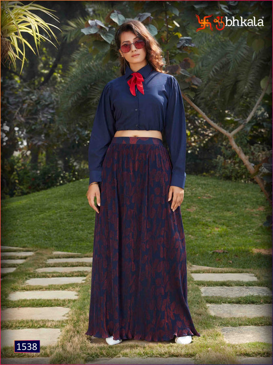 1538 Frill And Flare Vol 2 Shubhkala Croptop Skirt Set