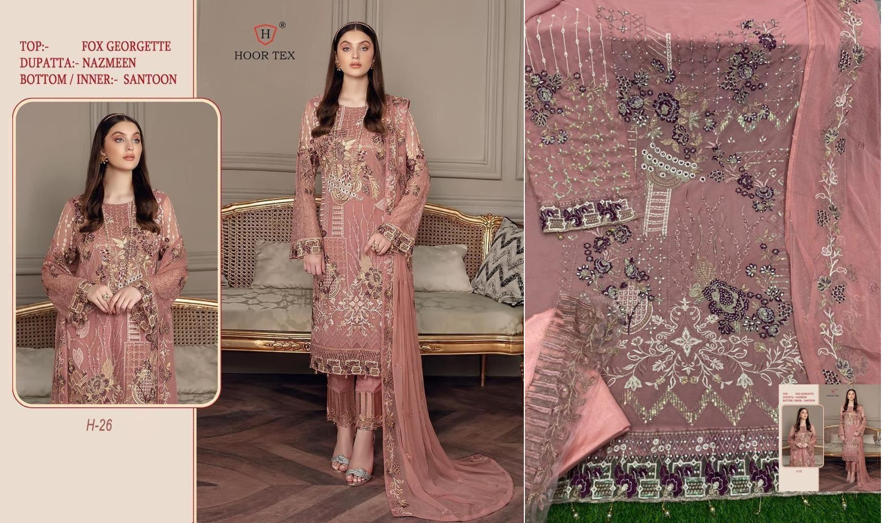 H-26 Hoor Tex Pakistani Salwar Suits