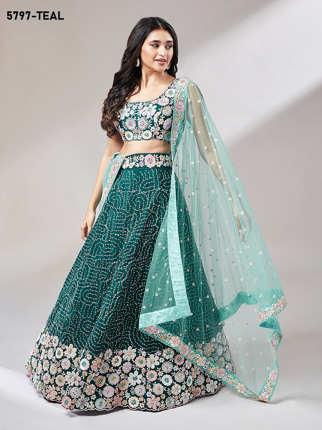 5797 Teal Pf Lehenga Choli