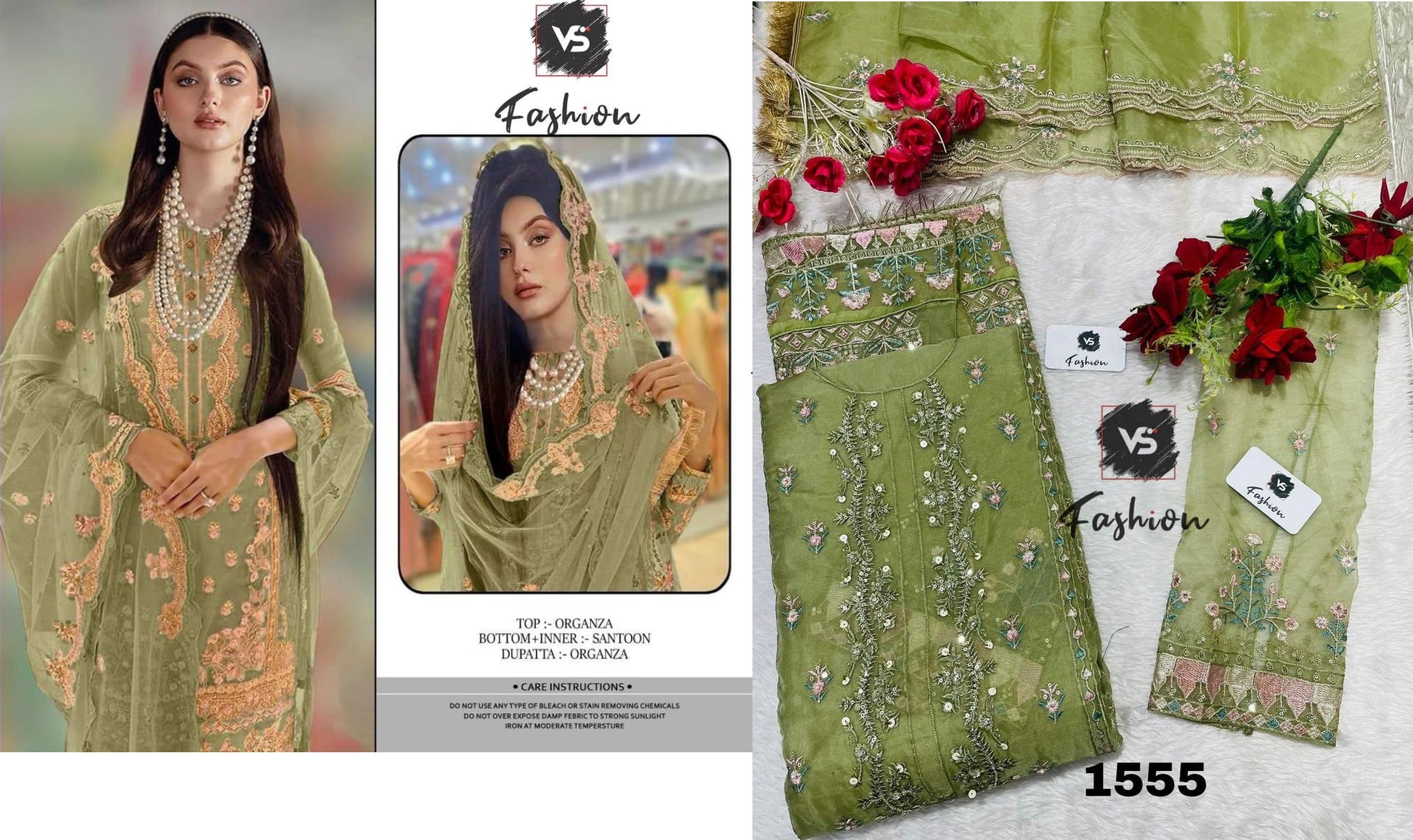 1555Green Vs Fashion Pakistani Salwar Suits