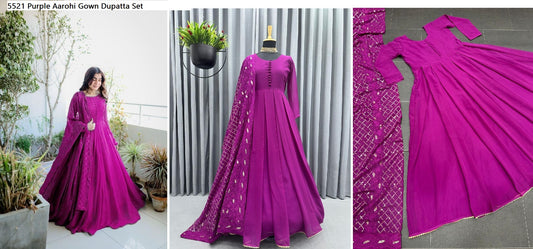5521 Purple Aarohi Gown Dupatta Set