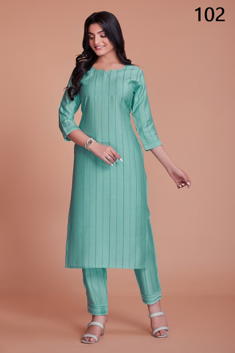 102 Summer Magic Aahvan Designs Kurti Pant Set