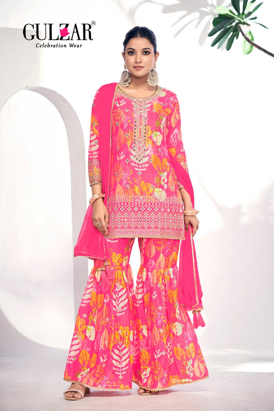 2100 Peach Gulzar Readymade Suits