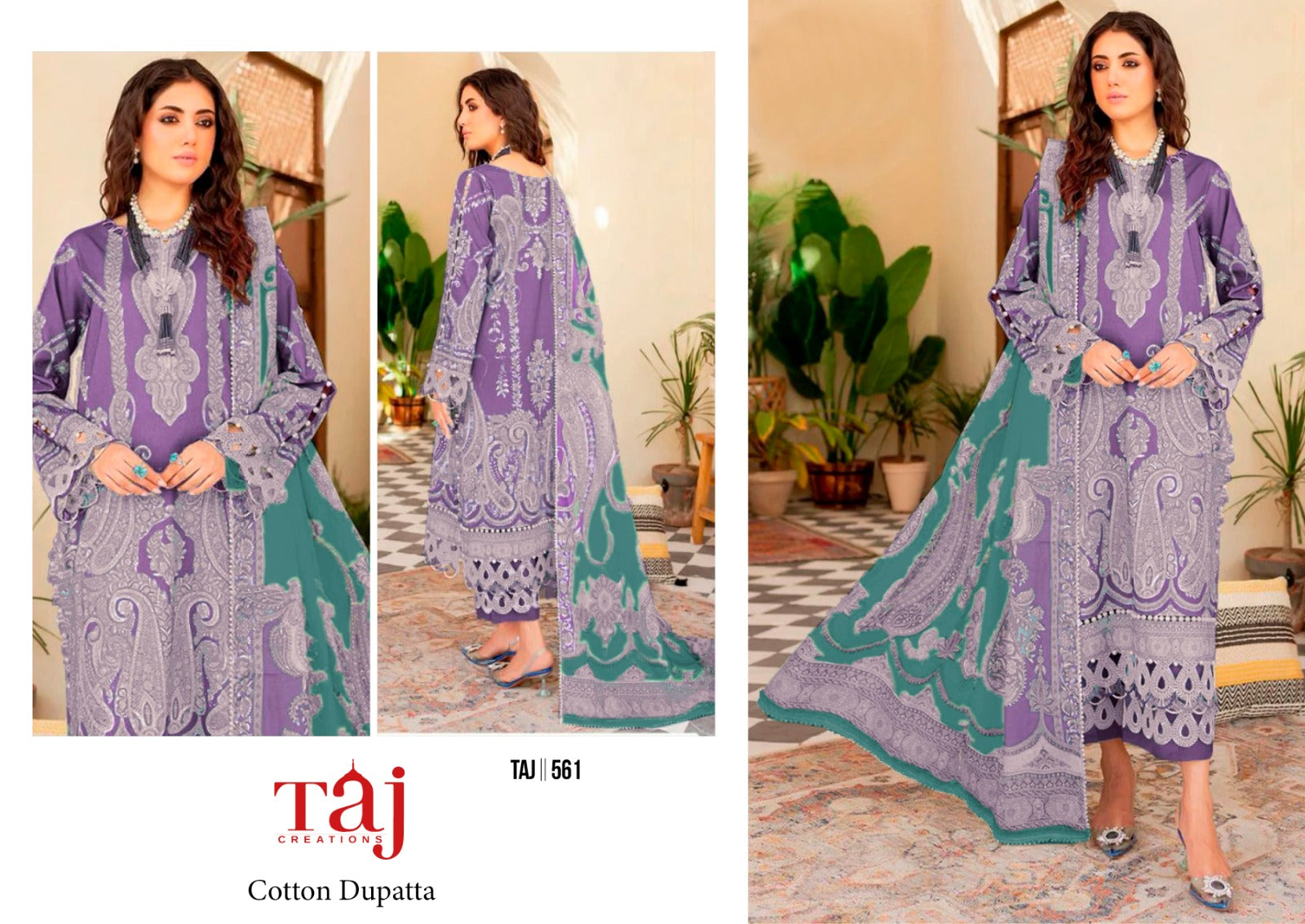 561 Taj Creations Embroidered Pakistani Patch Suits