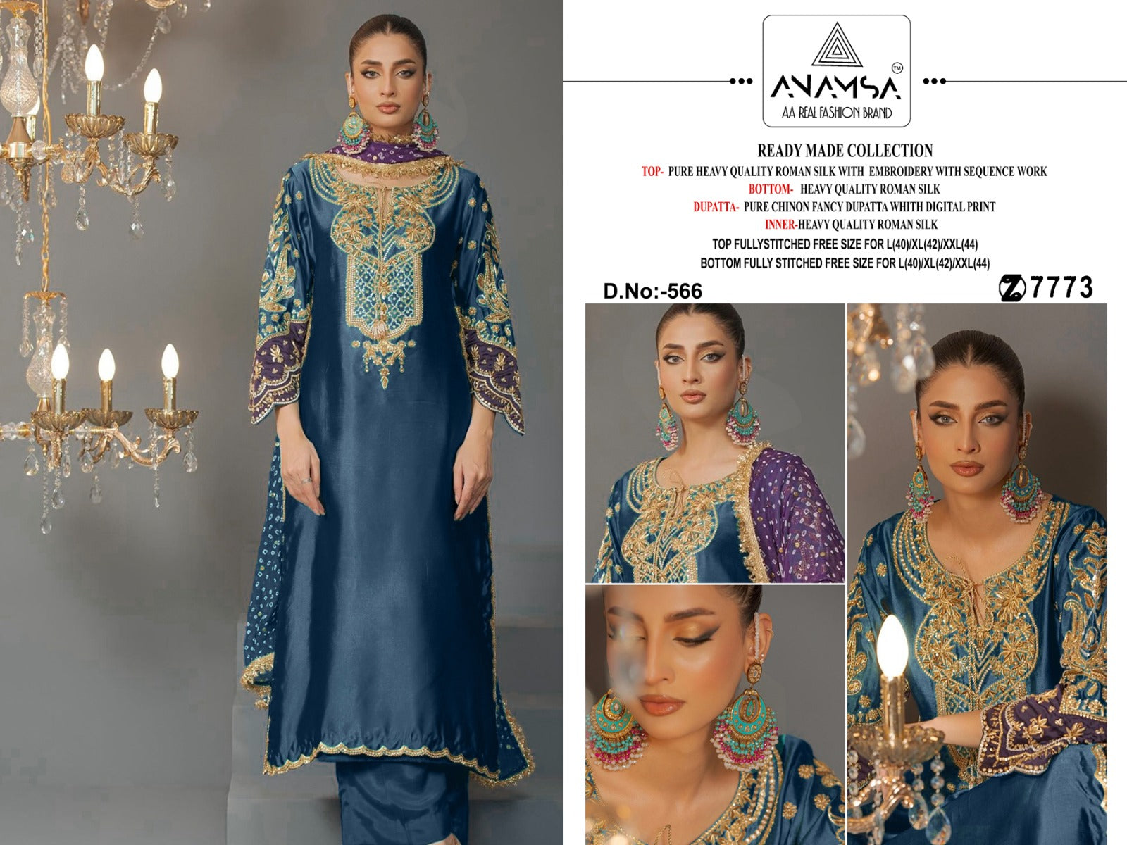 566 Anamsa Embroidered Pakistani Readymade Suits