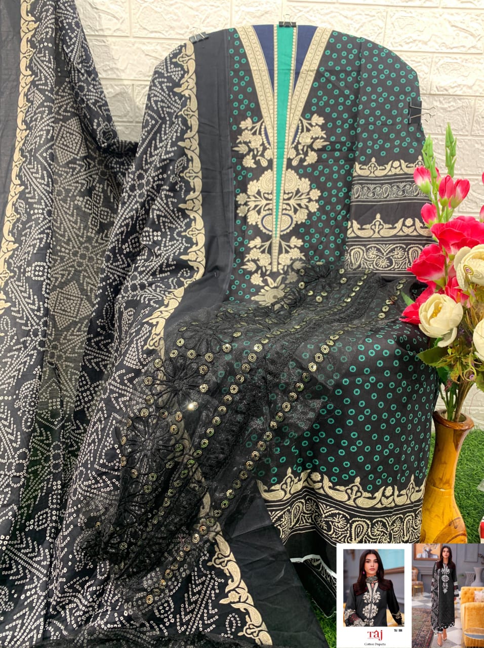 566 Taj Creations Embroidered Pakistani Patch Suits