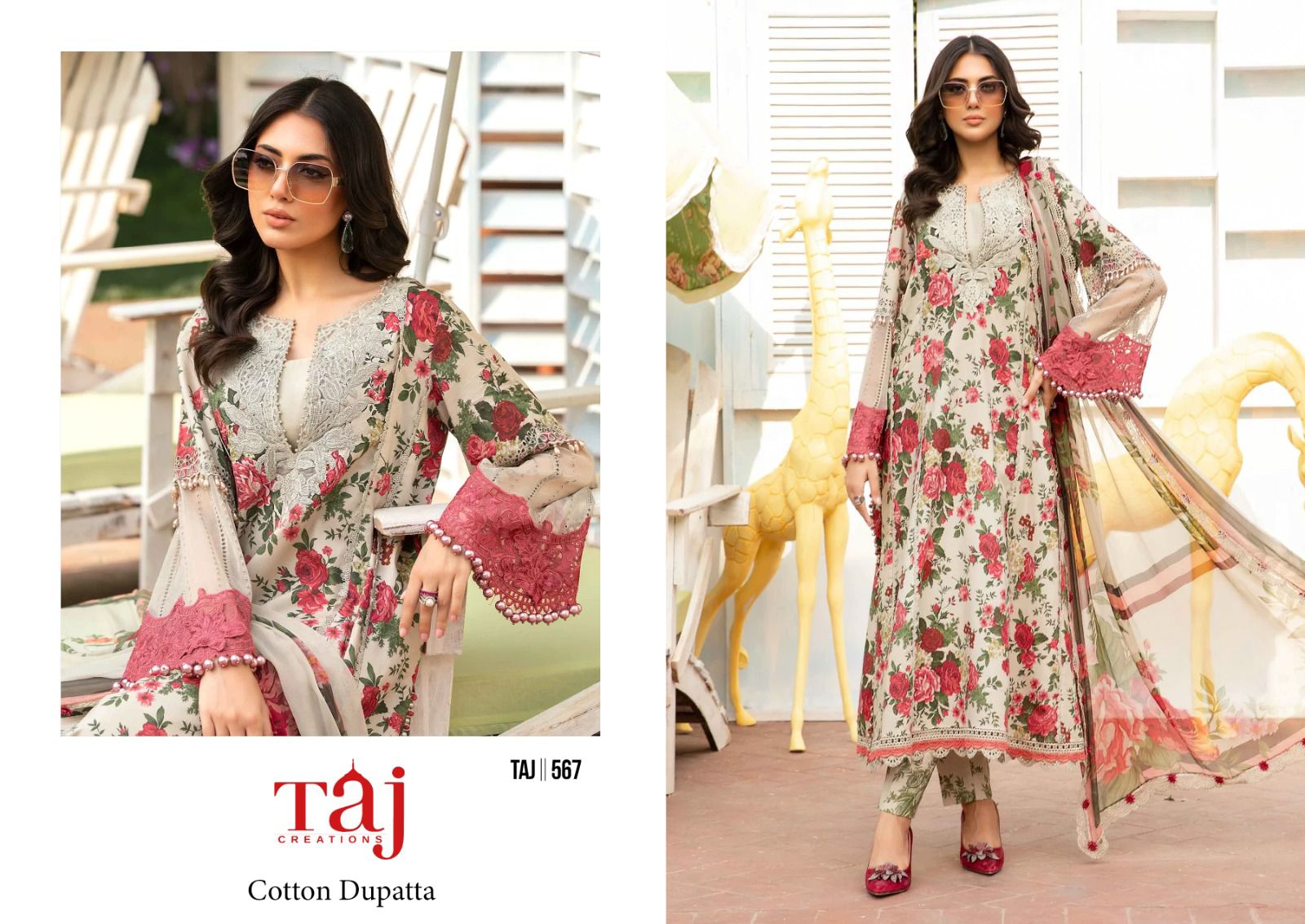 567 Taj Creations Embroidery Pakistani Patch Suits