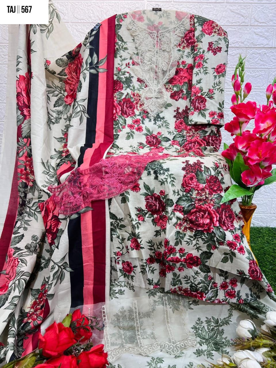 567 Taj Creations Embroidery Pakistani Patch Suits