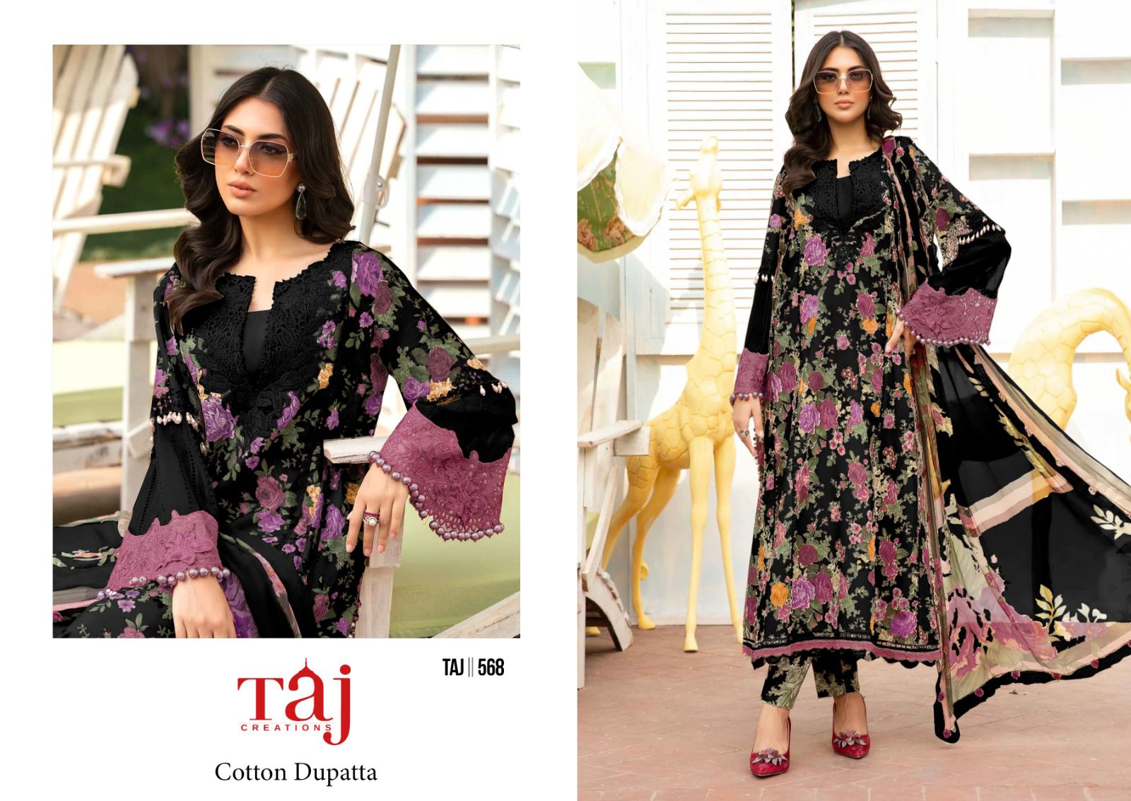 568 Taj Creations Embroidery Pakistani Patch Suits