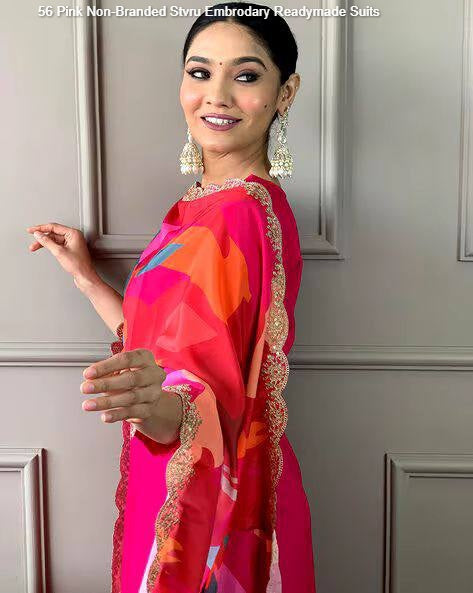 56 Pink Non-Branded Stvru Embrodary Readymade Suits