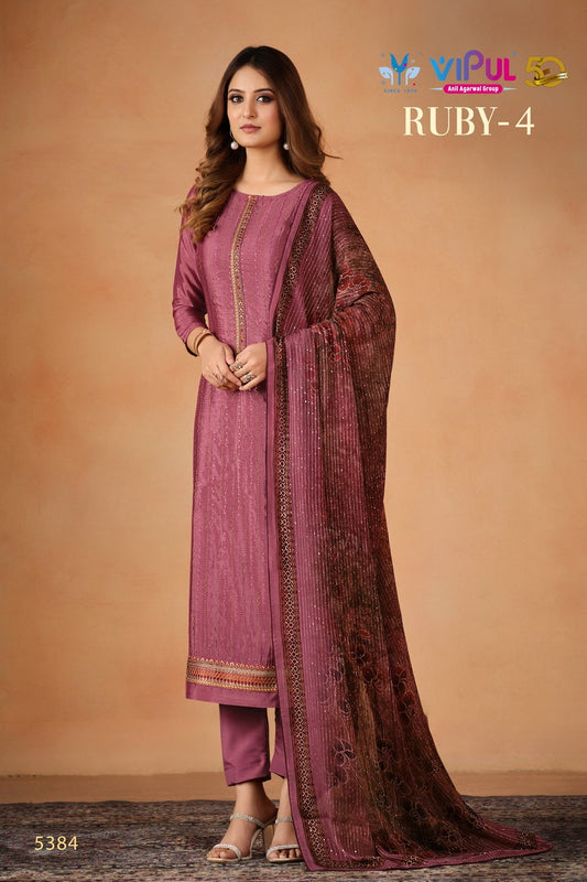 5384 Ruby Vol 4 Vipul Unstitched Suits