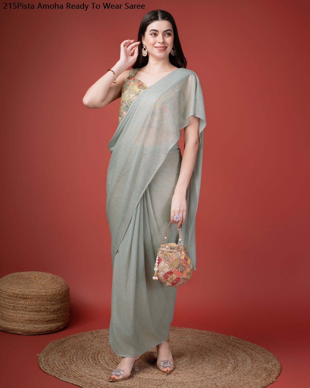 215Pista Amoha Ready To Wear Saree