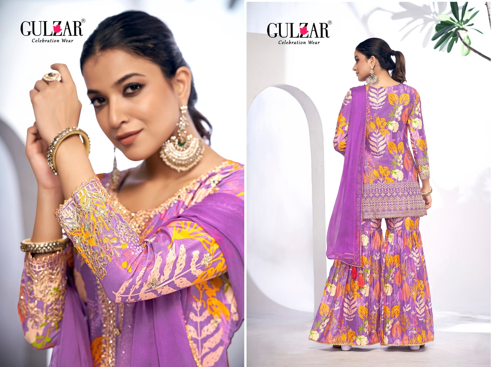 2100 Purple Gulzar Readymade Suits