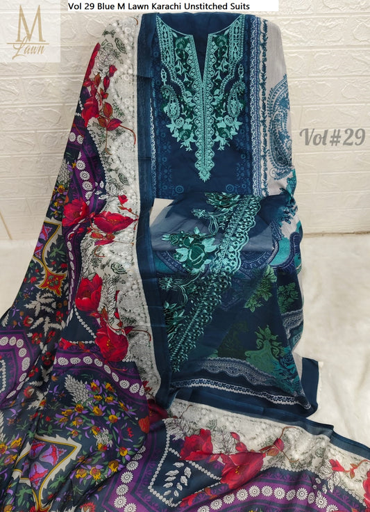 Vol 29 Blue M Lawn Karachi Unstitched Suits