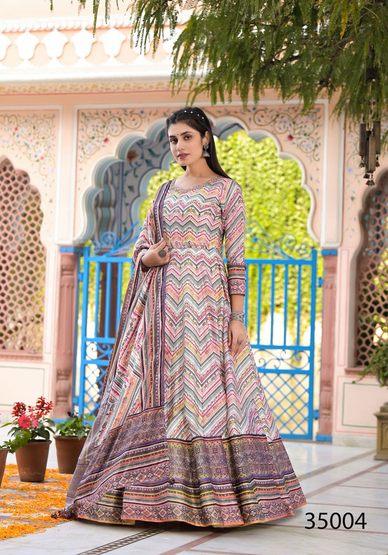 35004 Ramya Tejasvee Gown Dupatta Set