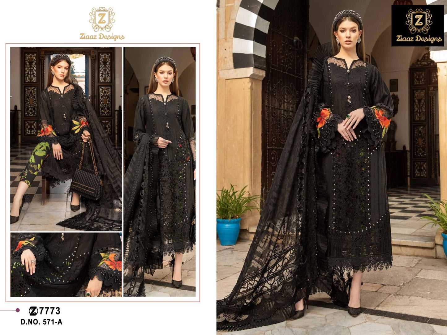 571A Ziaaz Designs Embroidered Pakistani Salwar Suits