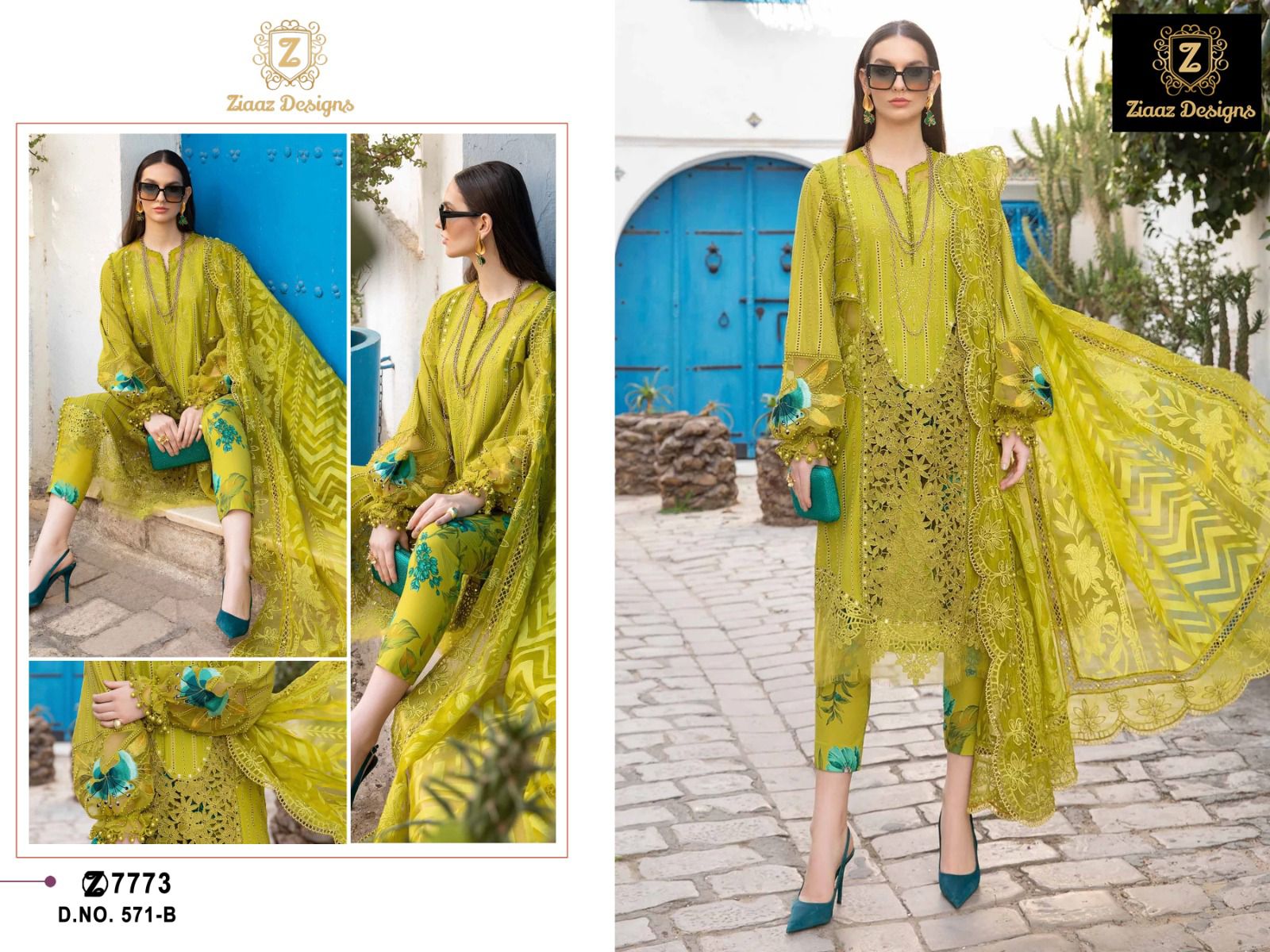 571B Ziaaz Designs Embroidered Pakistani Salwar Suits