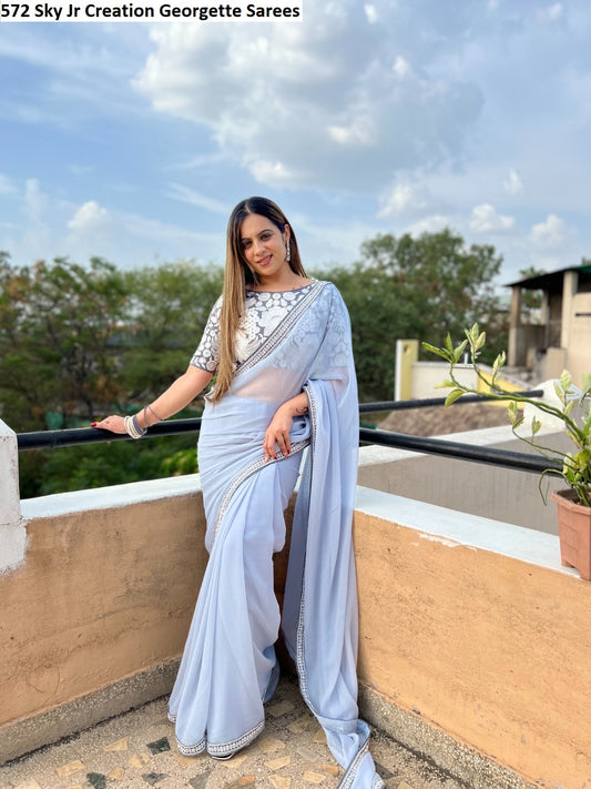 572 Sky Jr Creation Georgette Sarees