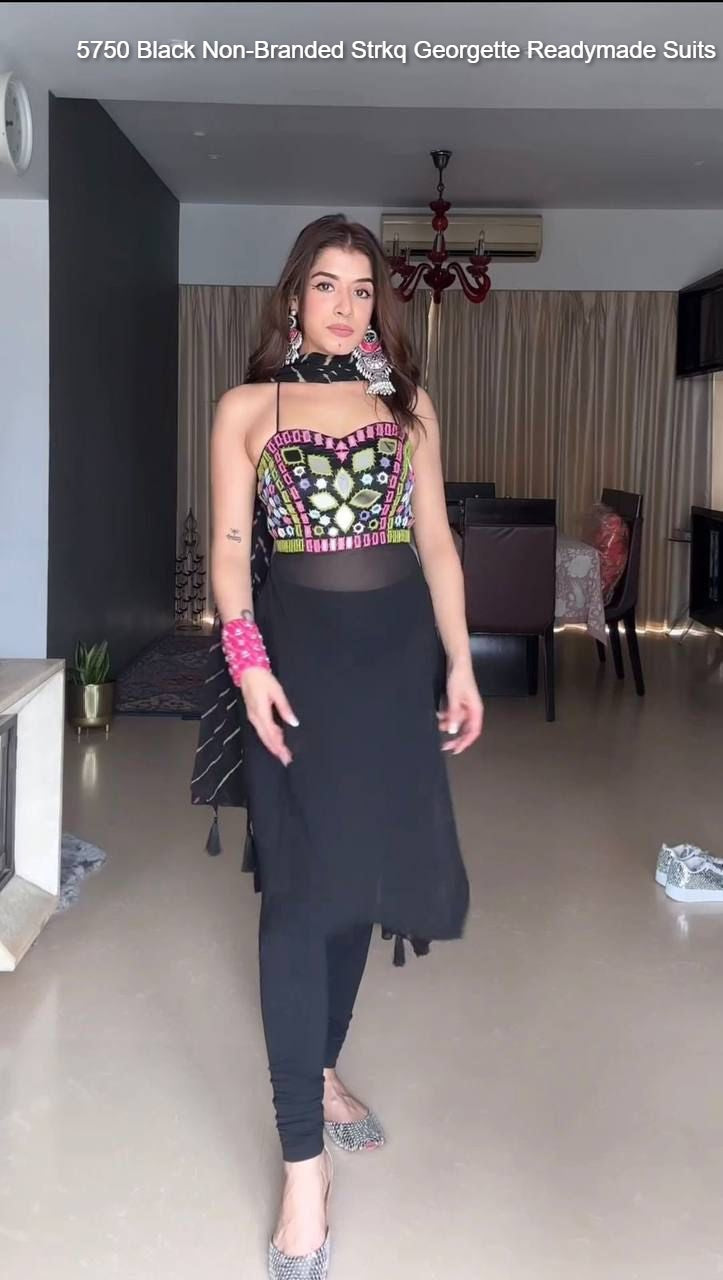 5750 Black Non-Branded Strkq Georgette Readymade Suits