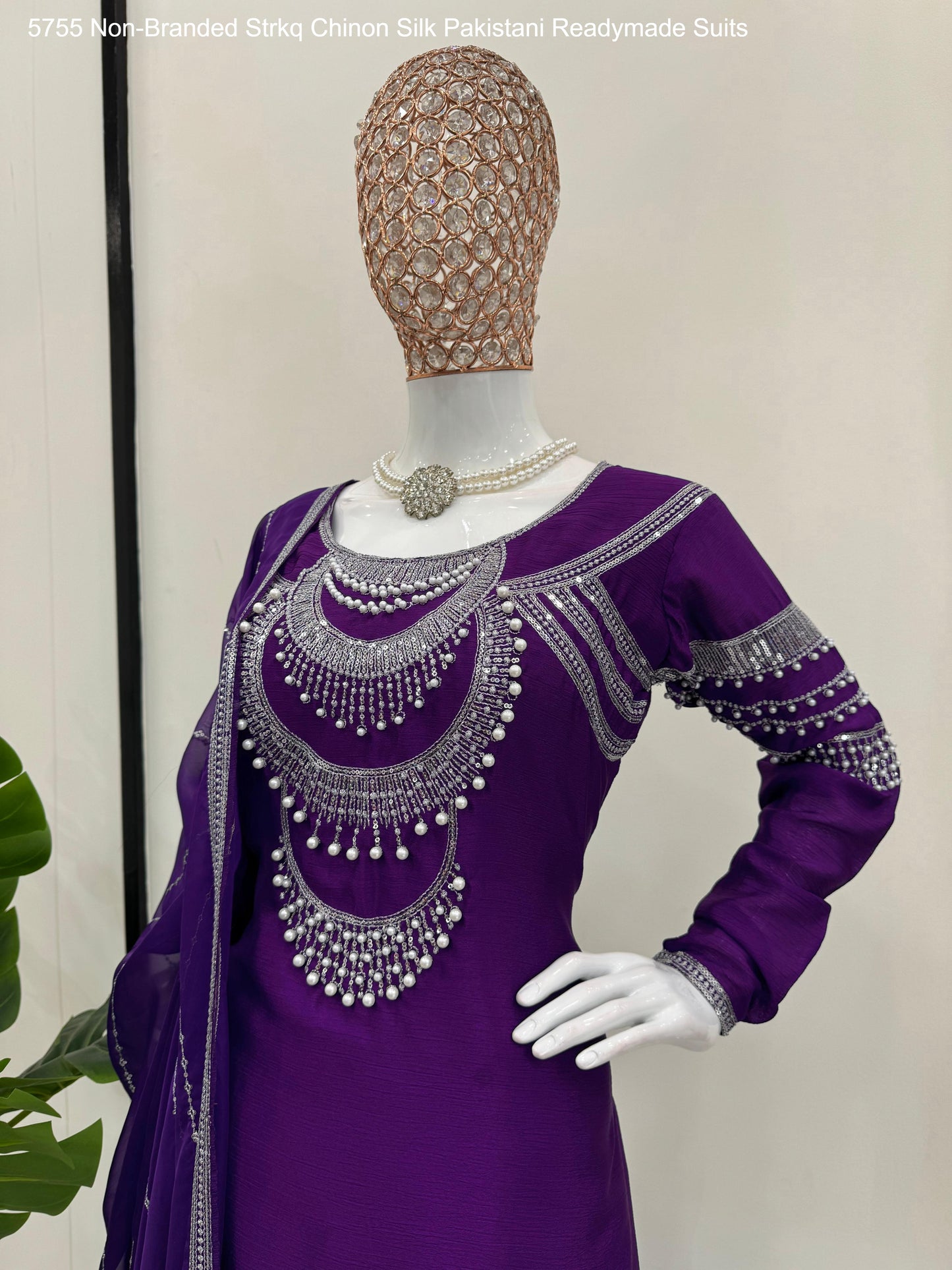5755 Non-Branded Strkq Chinon Silk Pakistani Readymade Suits