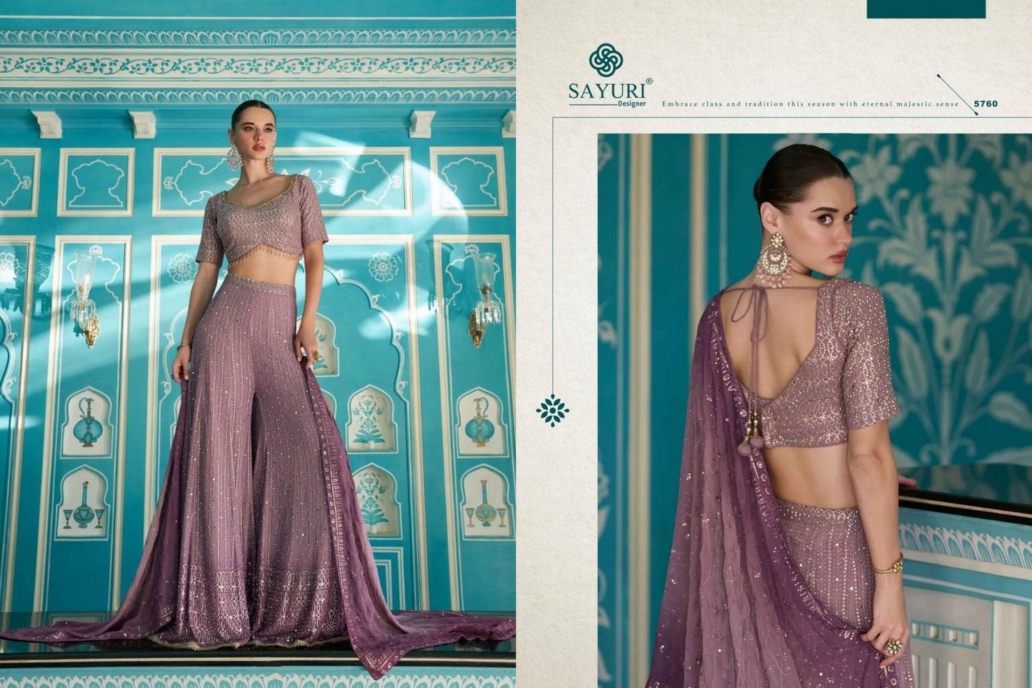 5760 Laskara Sayuri Georgette Crop Top Plazzo Set