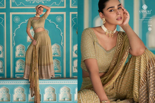 5762 Laskara Sayuri Georgette Crop Top Plazzo Set